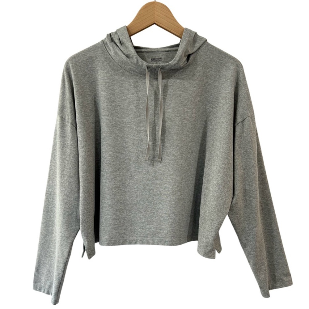 GIRLFRIEND COLLECTIVE women’s ReSet Hoodie L grey space dye cropped activewear